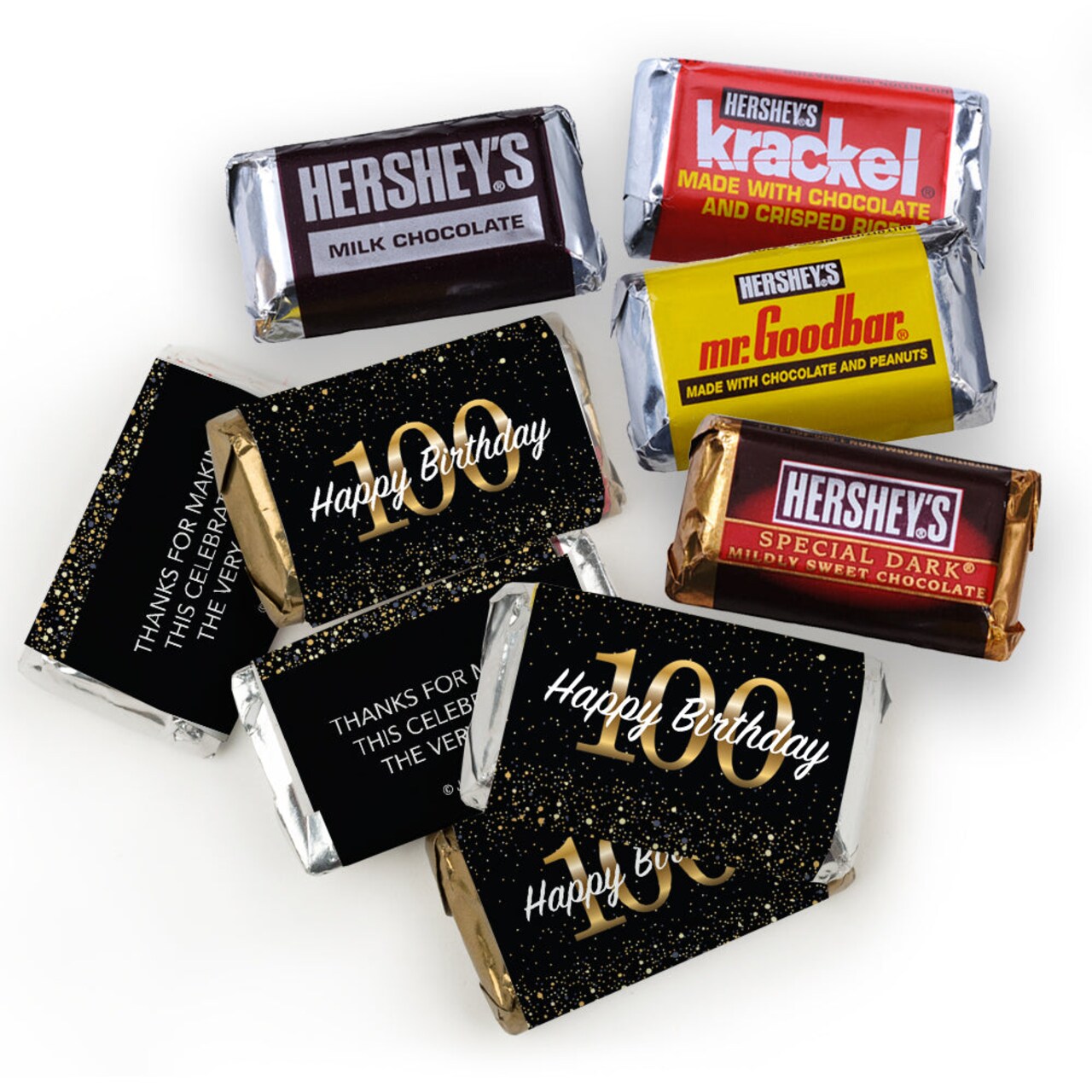 105 pcs 100th Birthday Candy Party Favor Hershey's Chocolate Mix (1.75 lbs) - By Just Candy